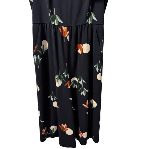 Ann Taylor Factory Womens Size 6 Sleeveless V-Neck Floral Midi Romper Blue/Ruffl - Picture 11 of 12